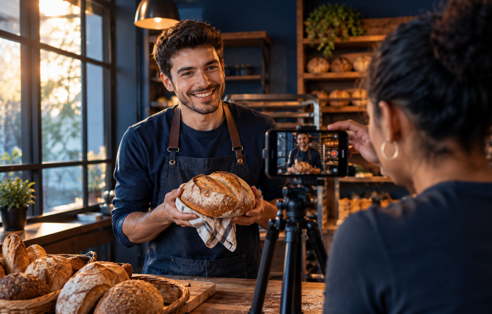 Gravação de vídeo curto para redes sociais de um comércio local